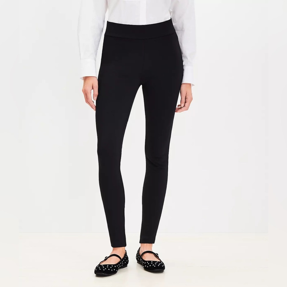 NEW Ann Taylor LOFT Seamed Leggings Black High Waisted Ankle Length Fitted Small